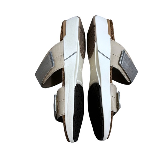 Naot Sandals Womens 11 Calliope Slide Double Strap Silver Metallic Wedge 42 Cork - Picture 4 of 9